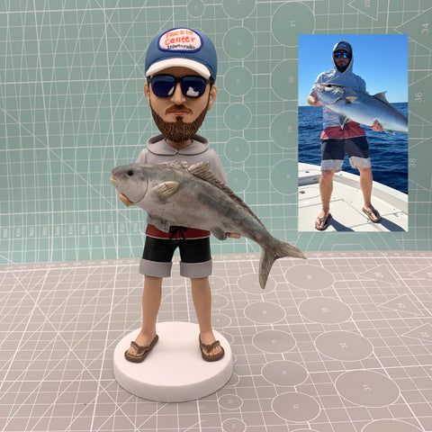 Custom angler bobblehead, personalised fishing bobblehead, angler 3D sculpture, gifts for angler, funny anniversary gifts,birthday gifts.