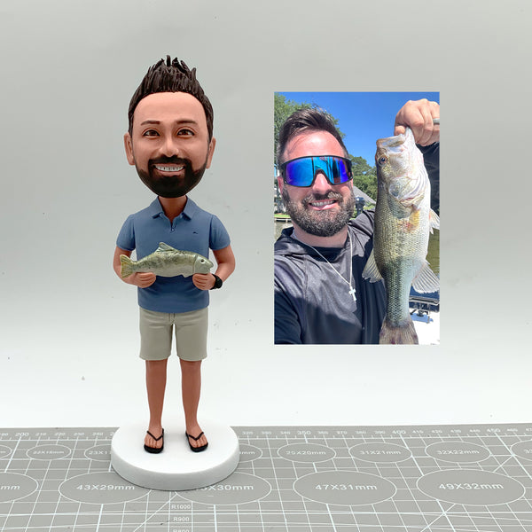 Personalised fishing bobblehead,custom angler bobblehead,  angler 3D sculpture, gifts for angler,birthday gifts, funny anniversary gifts.