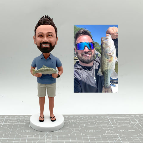 Personalised fishing bobblehead,custom angler bobblehead,  angler 3D sculpture, gifts for angler,birthday gifts, funny anniversary gifts.